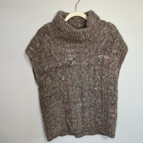 Cassidy Brown Sleeveless Wool Blend Turtleneck Sweater Women’s Size Large - Picture 1 of 4